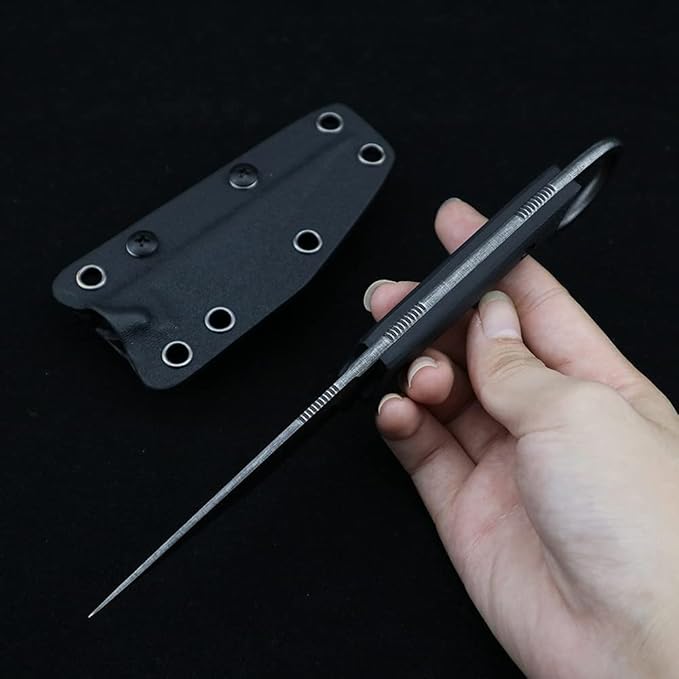GTK140 Fixed Blade Knife, D2 Steel Blade G10 Handle EDC Tool Knife for Outdoor Camping Hiking Hunting(Black)