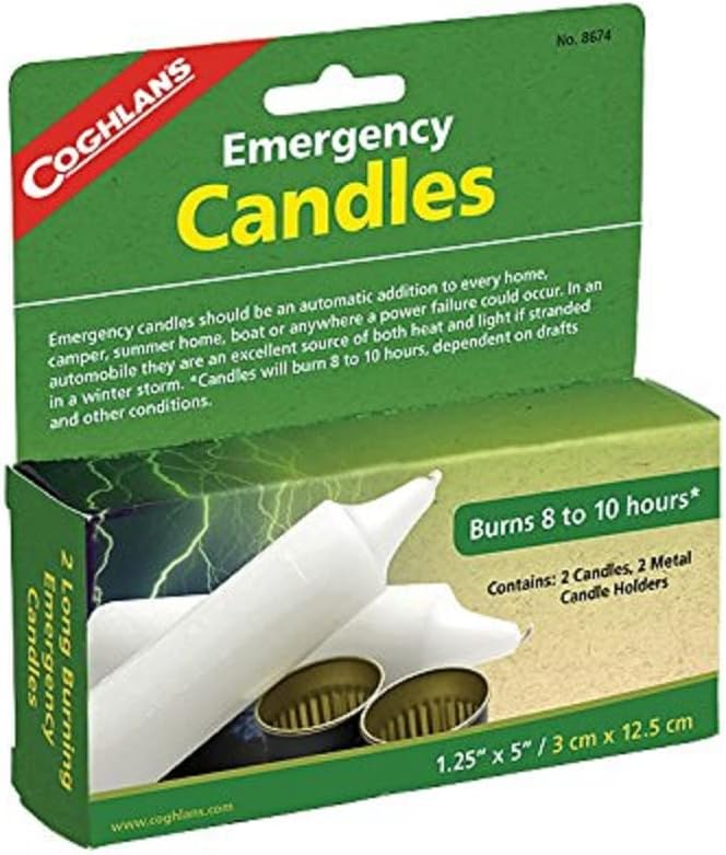 Coghlan's Emergency Candles, 2 Pack , White , 1 1/2' x 5'