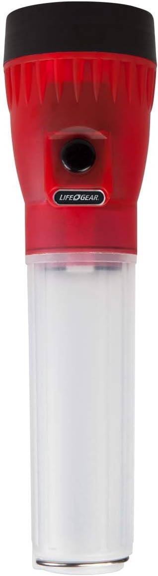 Life Gear LED Flashlight with Glow Handle, Emergency Flasher and Storage Compartment, RED,White/Red