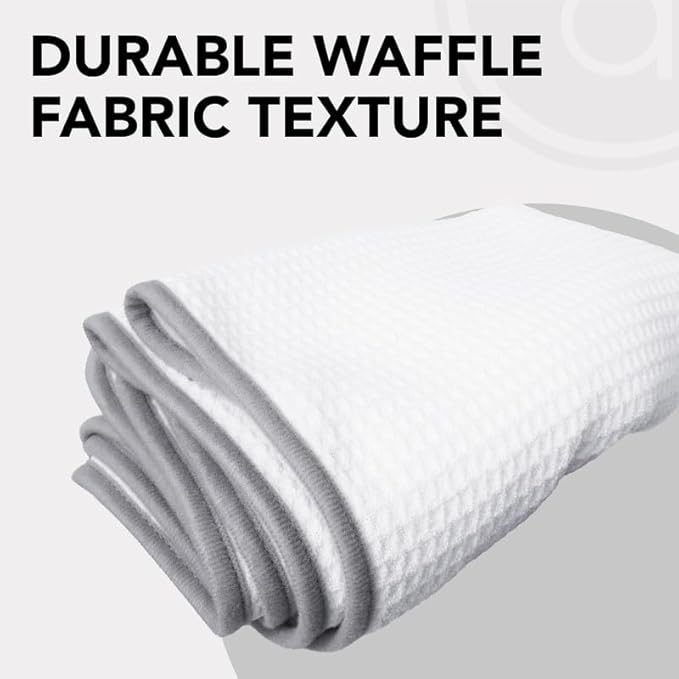Gym Towels for Sweat 44" x 16.5" (2 Pack) - Absorbent Waffle Fabric Texture Yoga Towel for Gym, Sports, and Exercise - Odor-Free, and Lightweight - for Men and Women - White