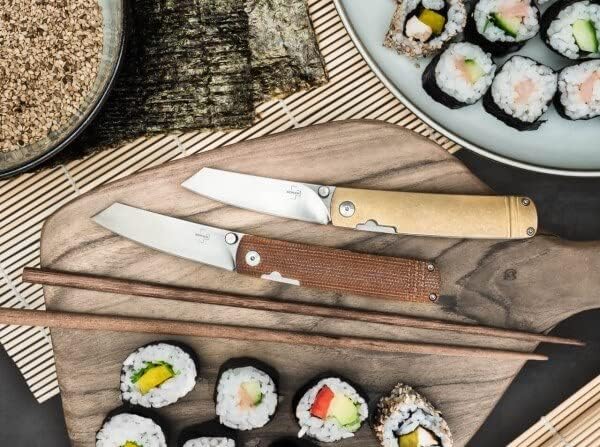 Boker Plus Tenshi Micarta - 2.68" Modified Tanto Vg-10 Blade, Thumbstud and Linerlock with Micarta Scales Designed by Kansei - 01BO327