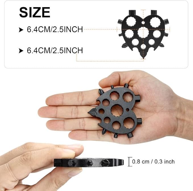 Aitsite Snowflake Multitool, Christmas Gifts for Men, 20 in 1 Snowflake Tools for Dad, Him, Husband, Boyfriend, Grandpa(Heart Black)