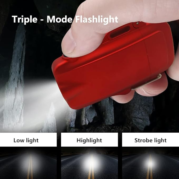 GADATOP Electric Lighter, Outdoor Waterproof Double arc Lighter Windproof Lighter, Rechargeable USB Lighter flameless Plasma Lighter with LED Torch with Lanyard, Suitable for Camping, Hiking (Red)