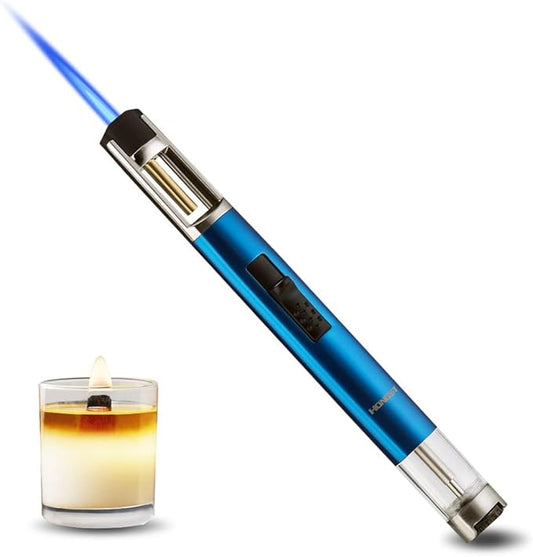 HONEST Torch Lighters Butane Lighters Refillable Single Jet Flame for Candle Grill BBQ Camping (Blue)