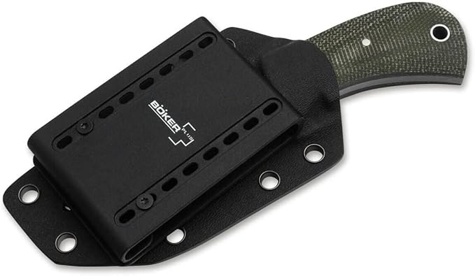 BÖKER PLUS Mad Man Three Finger Knife Fixed Blade, EDC Compatible, Micarta Handles, Full Tang Construction, Kydex Sheath Included