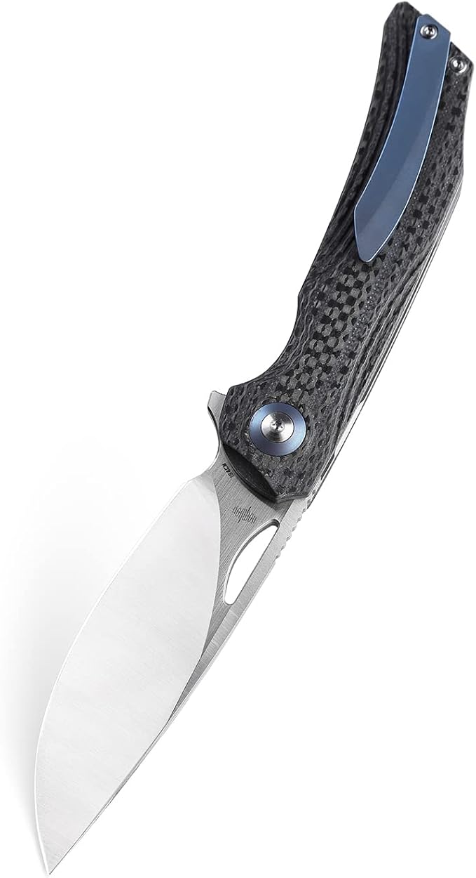 BESTECH KNIVES Pocket Folder Folding Knife: 3.54" 154CM Steel Satin Blade, Carbon Fiber and G10 Scales, Flipper, Liner Lock, EDC Titanium Clip, BL01A (Black Desert)