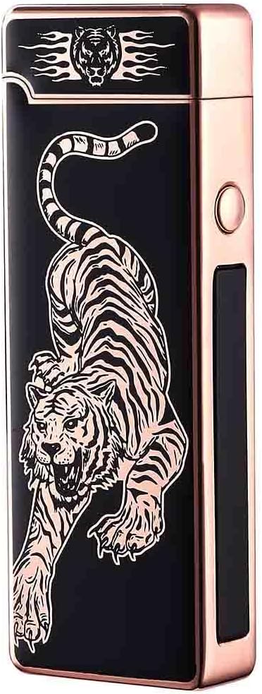 Custom Electric Lighter Personalized Kitchen for Candle Gift Windproof USB Rechargeable Dual Arc for Camping Christmas Father's Day Valentine's Day… (Custom) (Tiger)