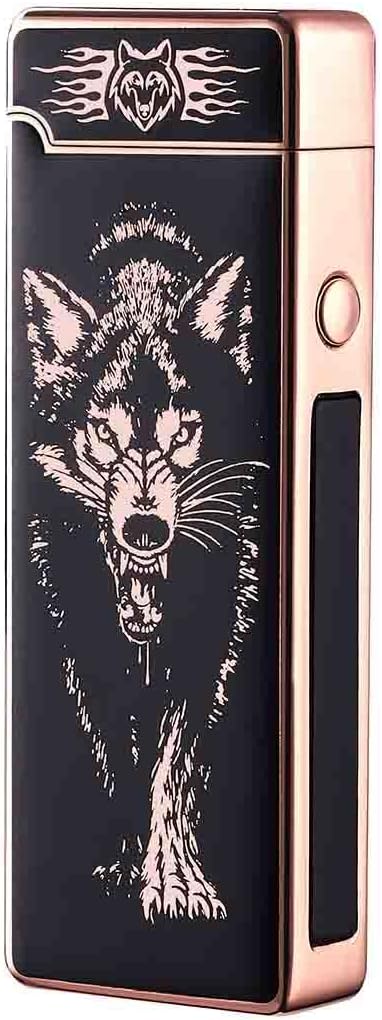 Custom Electric Lighter Personalized Kitchen for Candle Gift Windproof USB Rechargeable Dual Arc for Camping Christmas Father's Day Valentine's Day… (Custom) (Wolf)