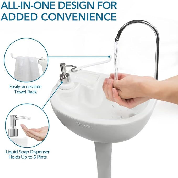 Outdoor Garden Portable Camping Hand Sink with 24L Recovery Tank, Removable Hand Washing Station Sanitary Ware for RV/Kitchen/Restaurant/Indoor, White