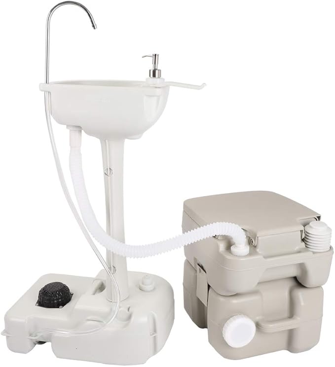 Outdoor Garden Camping Hand Sink with Portable Toilet, Removable Hand Washing Basin Sanitary Ware for RV/Kitchen/Indoor (2020 version)