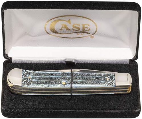 Case WR XX Pocket Knife Serenity Prayer Trapper Natural Bone Color Wash Item #38822 - (6254 SS) - Length Closed: 4 1/8 Inches