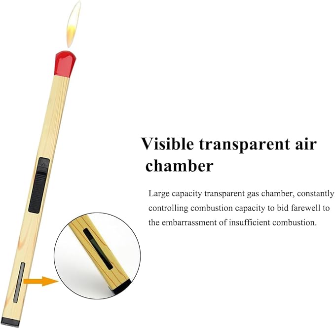 Creative Matchstick Lighter, Open Flame Lighter Refillable Novelty Lighter Adjustable Metal Lighter Unique Gift for Men Women BBQ, Fireplaces, Camping, Clear