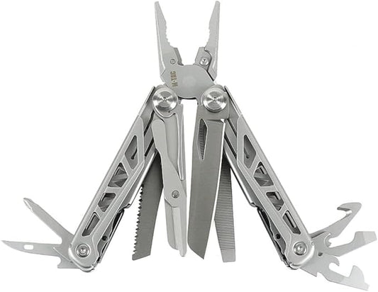 M-Tac 11-in-1 Multitool Pliers - Stainless Steel Utility Screwdriver Multi Tool in Nelon Belt Sheath for EDC Outdoor Camping, Fishing, Survival, Hiking (Silver #3)