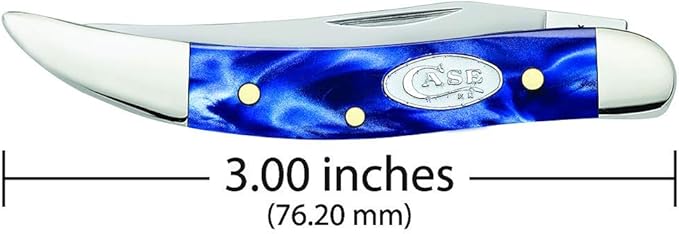 Case WR XX Pocket Knife Small Texas Toothpick Sparxx Blue Pearl Kirinite Item #23437 - (1010096 SS) - Length Closed: 3 Inches
