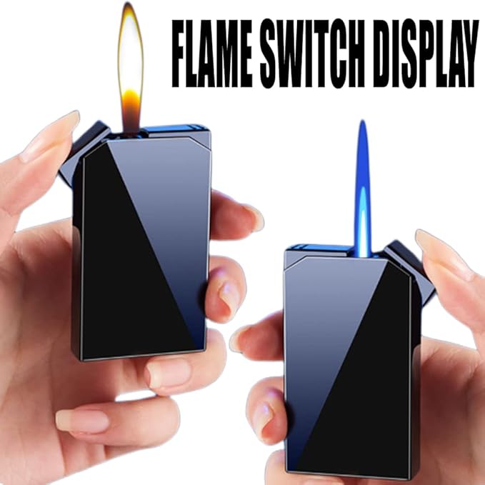 Cool Jet Torch Lighers Dual Flame Lighter, Pretty Aesthetic, Refillable & Adjustable, Gift for Men Fireplace Candles Camping BBQ (Without Gas)