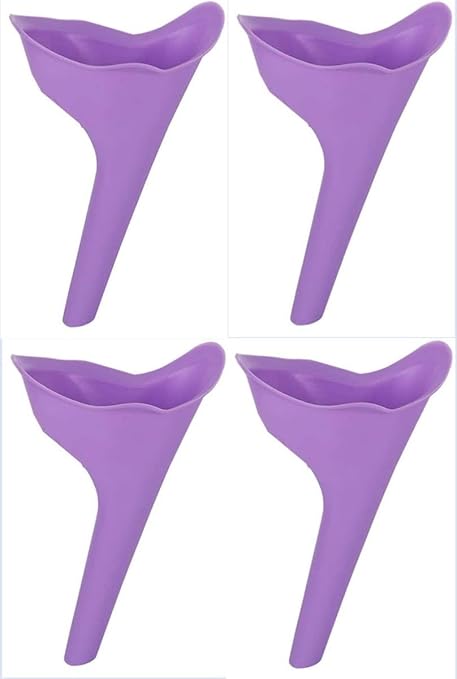 4 PCS Portable Reusable Women's Outdoor Standing Pee Silicone Funnel, for Outdoor, Activities Camping Trips, Hiking Gear, Traffic Jams and Queues