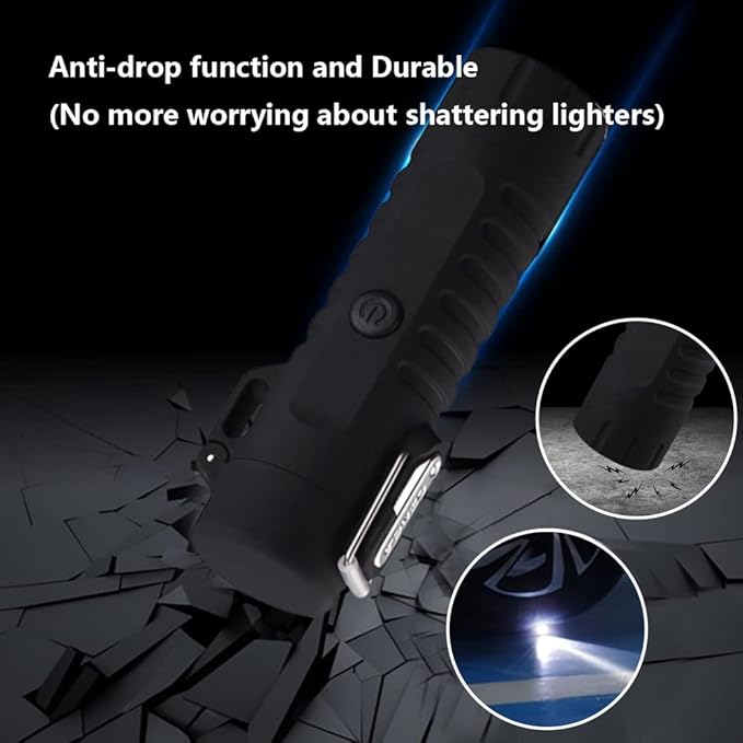 Electric Lighter Rechargeable, Waterproof Lighter Plasma Lighter with Flashlight Windproof ARC Lighter Flameless for Camping Hiking(Black)