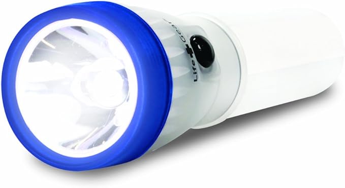 Life Gear LED Flashlight with Glow Handle, Emergency Flasher and Storage Compartment, BLUE