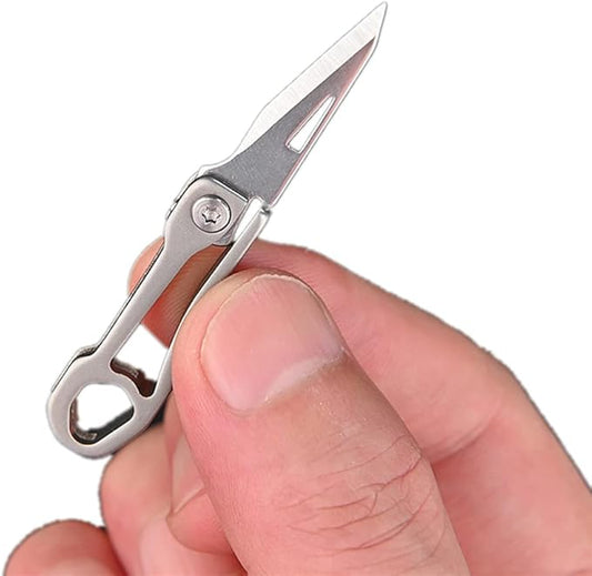 Ultra Small Little Folding Pocket Titanium Alloy Knife with 420j2 Stainless Steel Blade, Mini EDC Portable Knife/Box Cutter/Package Opener, Ultra Compact and Lightweight Mini Folding Knife