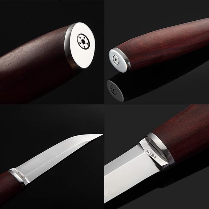 Fixed Blade Hunting Knife with Rosewood Handle Stainless Steel Outdoor Tools Gifts for Hunters and Outdoorsmen