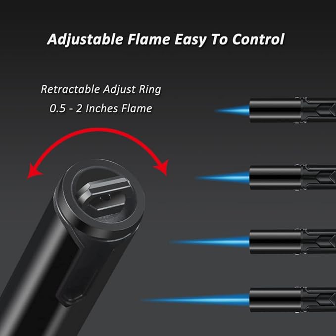 PROMISE Torch Lighters, Butane Lighters Refillable Single Jet Flame for Candle Grill BBQ Camping (Black+Blue)