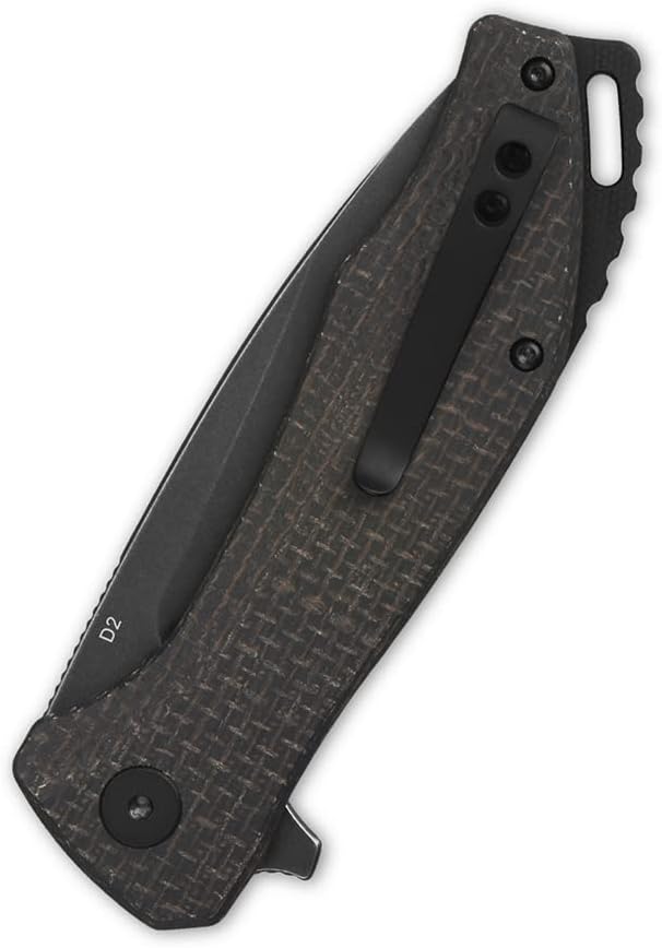 QSP KNINFE Raven 4.5" Flipper Folding Pocket Knife, D2 Blade G10 or Micarta Handle, Smooth Flipper Opening Knife