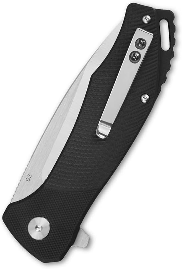 QSP KNINFE Raven 4.5" Flipper Folding Pocket Knife, D2 Blade G10 or Micarta Handle, Smooth Flipper Opening Knife