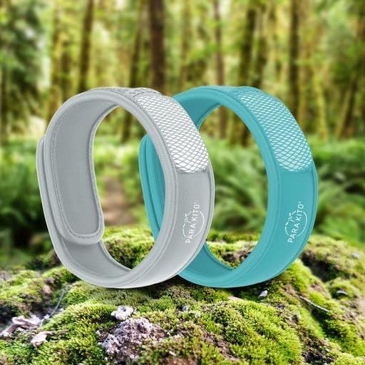 Para'Kito Mosquito Bonus Pack - 2 Mosquito Wristbands | 2 Refills (Grey + Turquoise) + Insect Repellent Spray