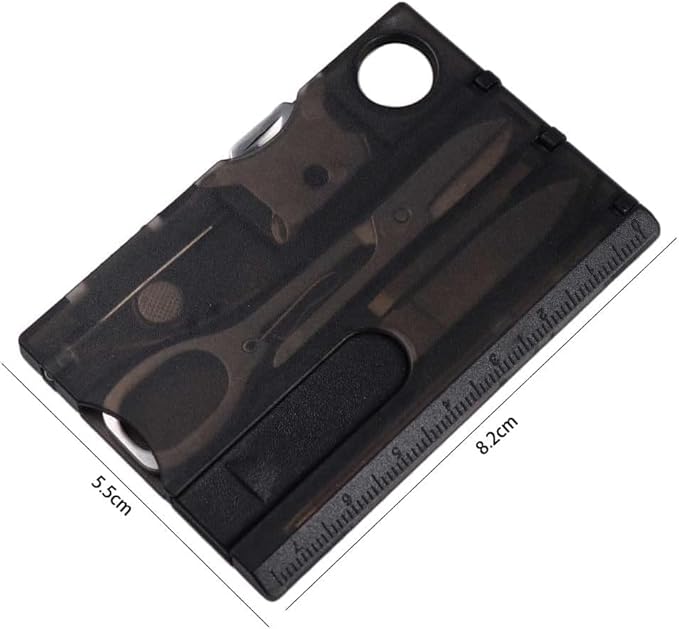 Black 12 in 1 Pocket Credit Card Outdoor Survival Multi Card Multi Tool EDC Tool Gear Multitools and Accessories