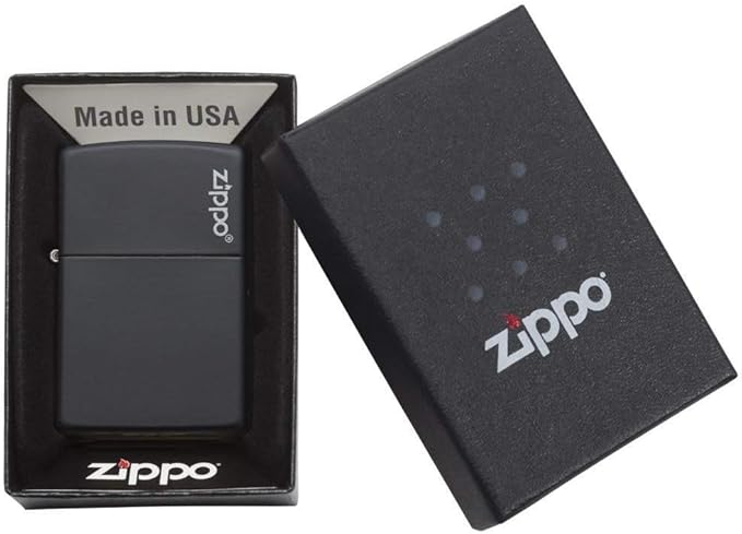 Zippo Logo Black Matte Pocket Lighter
