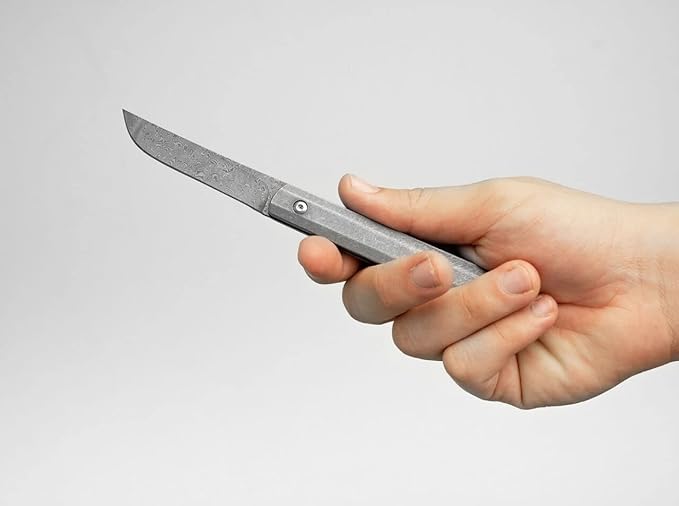 Boker Plus Wasabi Damascus - Slipjoint pocket knife with titanium handle scales - classic folding knife with damascus blade - slipjoint knife with knife case