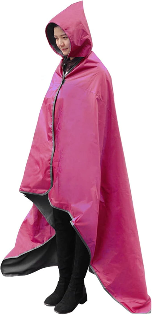 DUKUSEEK Outdoor Waterproof Stadium Blanket, Hooded Fleece Blanket - Large (79"x 59"), Portable, Wearable, Warm for Outdoor Camping, Picnic, Hiking, Stadium, Sports, Festival, Cats, Car, Concerts