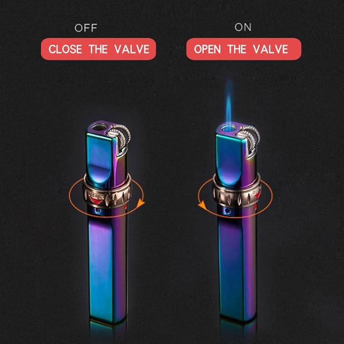 Blue Cool Butane Torch Lighters,Refillable Adjustable Jet Flame Lighter,Windproof,Gift for Men Candles Camping BBQ (No Butane Fuel)
