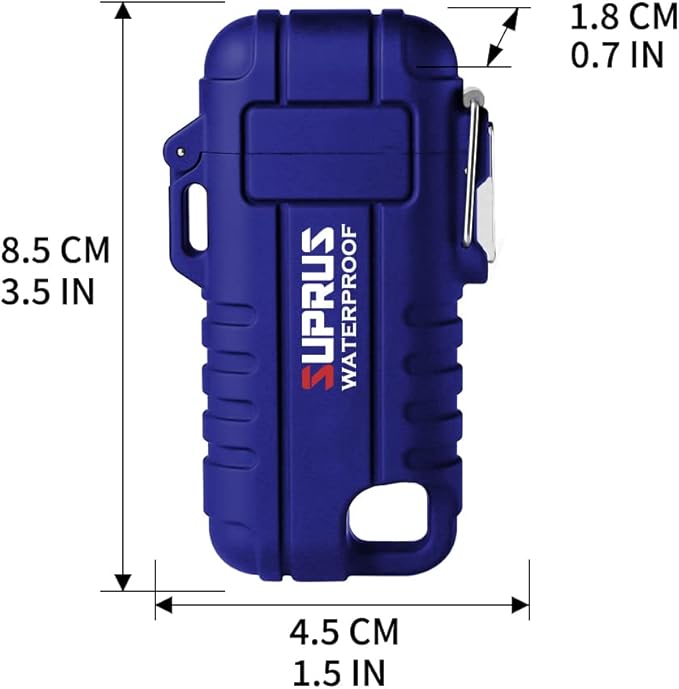 SUPRUS Waterproof Lighter Windproof Lighter Arc Plasma Lighters USB-C Rechargeable with Expandable and Flexible Neck for Outdoor, Camping & Kitchen (Blue)