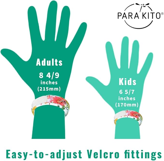 Para'Kito Mosquito Bonus Pack - 2 Mosquito Wristbands | 2 Refills (Black + Flowery) + Insect Repellent Spray