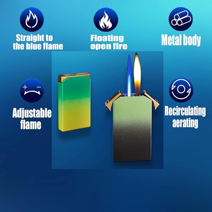 Cool Jet Torch Lighers Dual Flame Lighter, Pretty Aesthetic, Refillable & Adjustable, Gift for Men Fireplace Candles Camping BBQ (Without Gas)