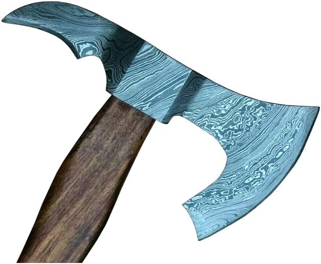 Axe Damascus Custom Handmade Forged Damascus Steel Tomahawk Axe Hatchet, Camp, Wood Splitting Axe Rose Wood Handle