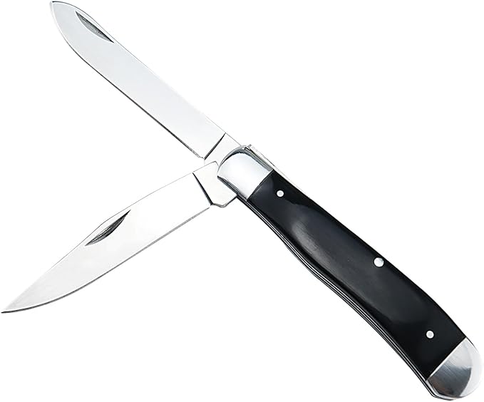 ALBATROSS Traditional Stainless steel Folding Pocket Knives with 2 Blades, FK060 (Black)