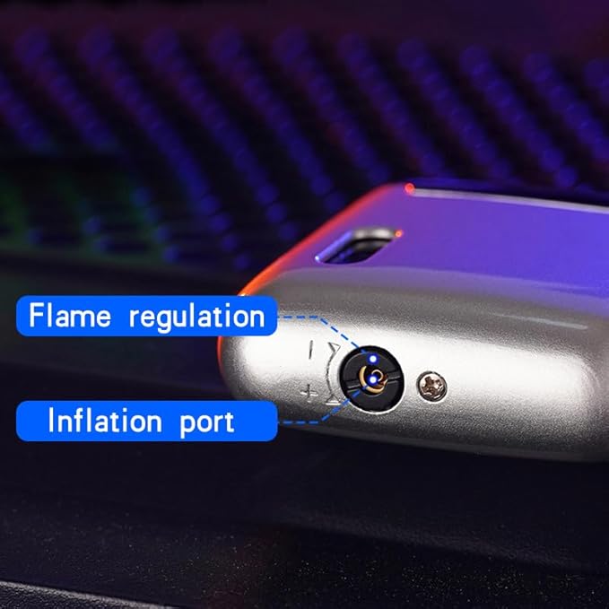 Orange Metal Cool Lighter,Jet Torch Flame Windproof Adjustable,Refillable Butane Torch Lighters,Kitchen BBQ Candles,(No Gas)