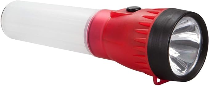 Life Gear LED Flashlight with Glow Handle, Emergency Flasher and Storage Compartment, RED,White/Red