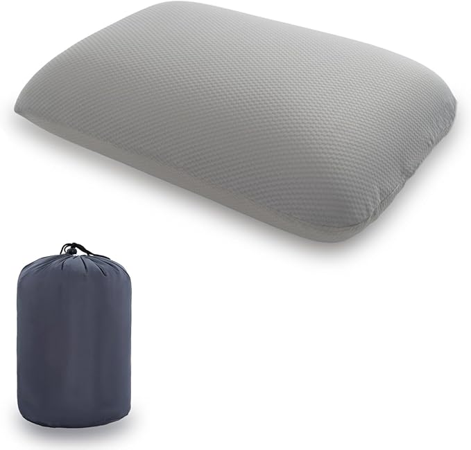 Travel Pillow Small Camping Pillow Memory Foam Bed Neck Soft Pillow Lightweight Easy to Carry Portable Cooling Home Pillow Removable Pillow Cover with Travel Storage Bag (Gray)