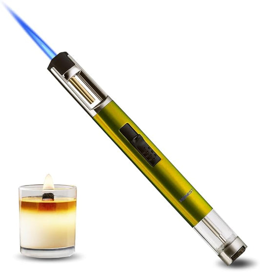 HONEST Torch Lighters Butane Lighters Refillable Single Jet Flame for Candle Grill BBQ Camping (Gold)