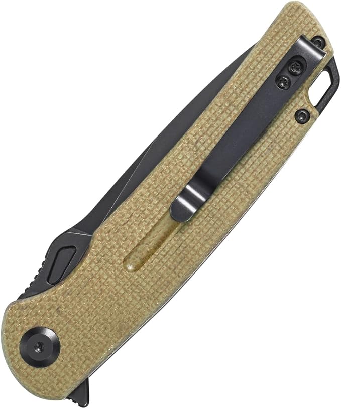 Sitivien ST137 Folding Knife,D2 Satin Blade,Micarta Handle EDC Tool Knife for Outdoor Hiking Camping Fishing(Green)