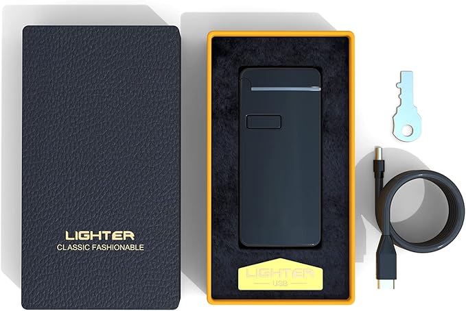 Windproof Dual Arc Lighter Rechargeable Torch Lighter USB Inflatable Jet Flame Lighter Refillable Brush Black Color for Kitchen BBQ