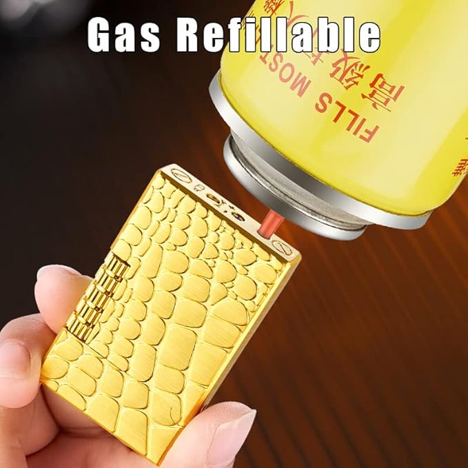 Lighters Soft Flame Lighter Traditional Flame Cigar Lighter with Adjustable Flame Dial Vertical Ignition Roller Good for Gift Outdoor Camping Hiking Fishing Grill Adventure Candle (Silver01)