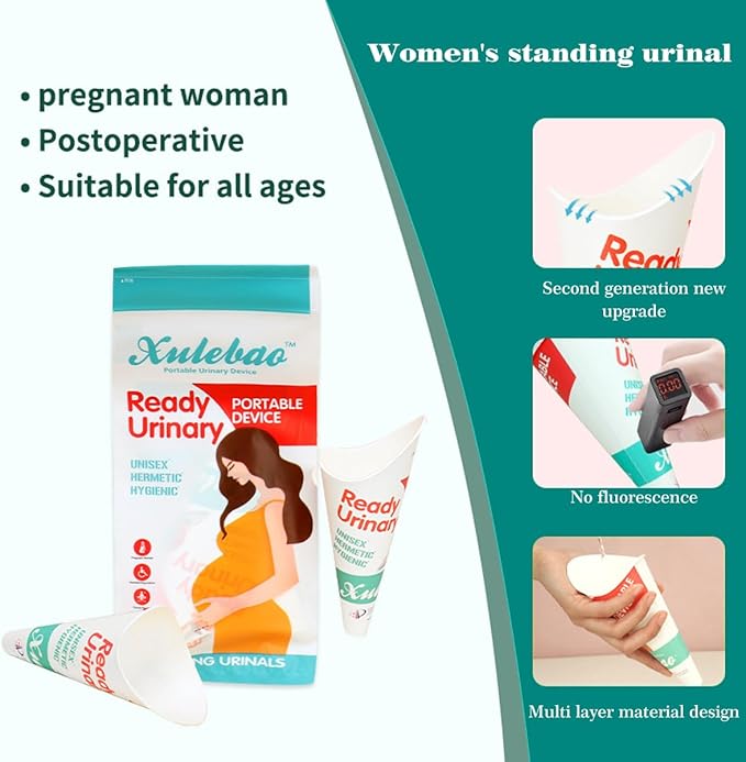 50 pcs Disposable Urinal for Women, Portable Urinal for Women Standing Up to Pee, Paper Female Urination Device for Travel,Camping, Outdoor, Pregnant Women and The Elderly…