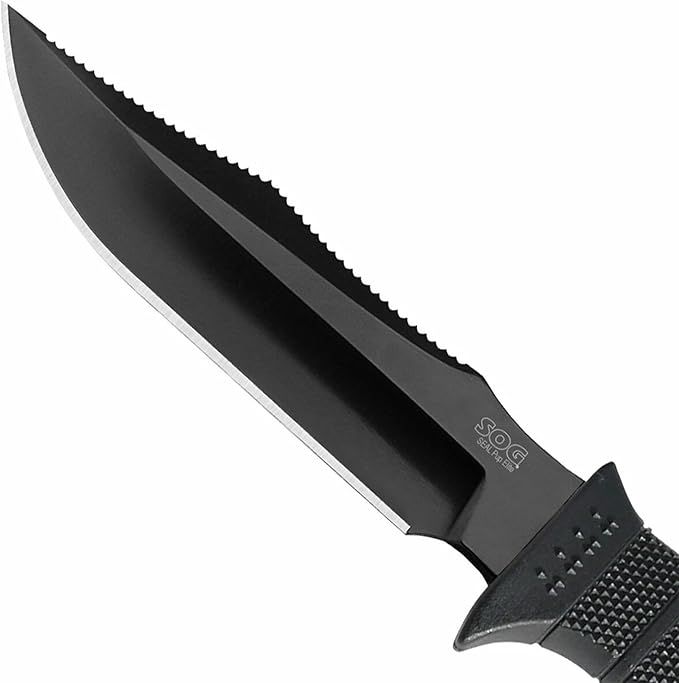 SOG Fixed Blade Knives with Sheath - SEAL Pup Elite Survival Knife, Hunting Knife w/ 4.85 Inch AUS-8 Bowie Knife Blade for a Tactical Knife (E37SN-CP)