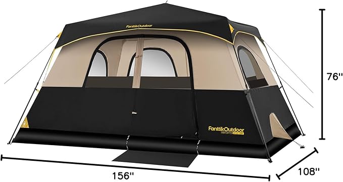 FanttikOutdoor Camping Tent 4/6/8/10 Person Instant Cabin Tent Setup in 60 Seconds with Rainfly & Windproof Portable with Carry Bag for Family Camping & Hiking