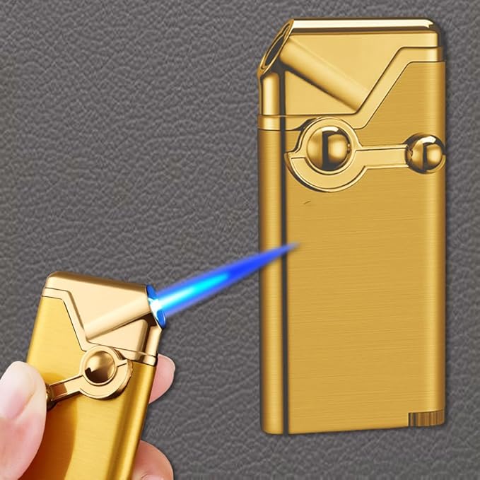 REDBMX Torch Lighter,Refillable Butane Lighter,Jet Lighter,Creative Rocker Cool Lighter,Windproof Portable Lighter Grill Camping Lighter Best Boyfriend Gifts(No Gas) (Gold)