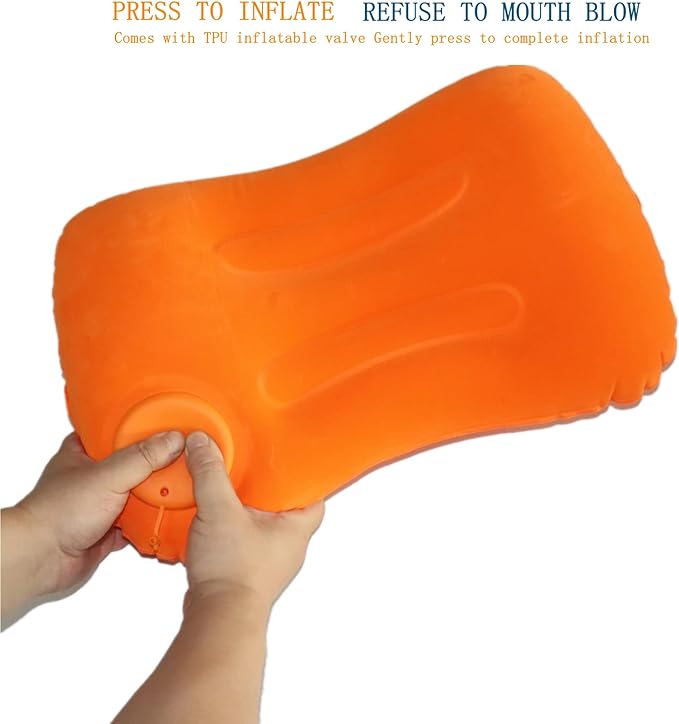 Compression Inflatable Camping Pillow, 2 Pack Camping Inflatable Pillow, Camping Pillow for Sleeping (Orange)